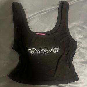 Edikted Black Angel Graphic Tank Top